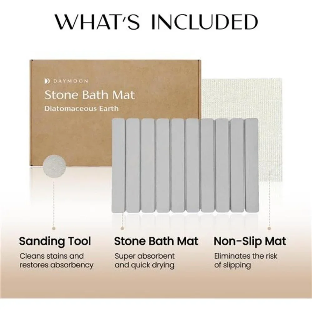 Stone Bath Mat Diatomaceous Earth Quick Dry Non Slip Absorbent Shower Mat